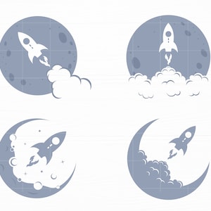 Moon Rocket Stars Svg Bundle Space Svg Moon Svg Celestial Svg Files Moon Rocket Silhouette Cut File Galaxy Svg Digital Download