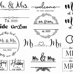 Hochzeit-Svg-Bundle Mr and Mrs Split-Monogramm-Svg-Verlobungssweg-Svg Cricut-Hochzeitsdateien Braut Bräutigam-Svg Est Est 2025-Svg-Hochzeits-Einladungs-Svg