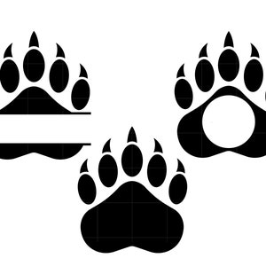 Bear Paw Print SVG Bestand voor Cricut Bear Paw Cut Files Bear Paw Split Monogram Bear Paw Svg Bear Paw Svg Png Jpeg Eps Dxf Digital Download