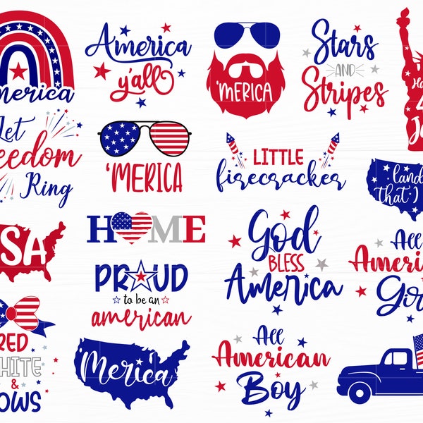 4th of July SVG Bundle America Svg Cut Files Independence Day Svg Patriotic Svg July 4th Svg Files for Cricut Silhouette