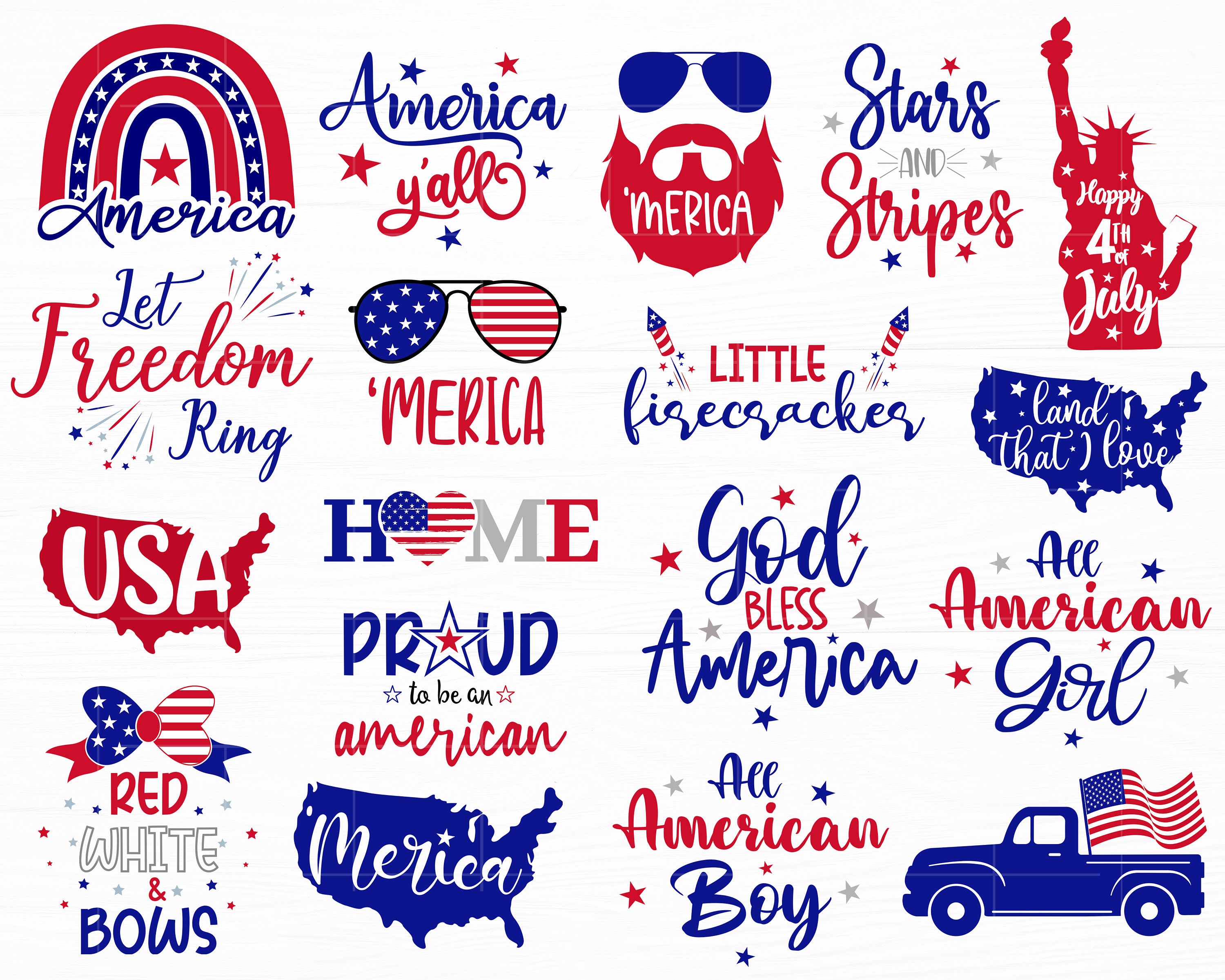 4th of July SVG Bundle America Svg Cut Files Independence Day - Etsy
