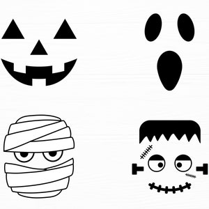Halloween Face Svg Bundle Halloween Svg Pumpkin Svg jack o Lantern Svg Frankenstein Ghost Mummy Svg Silhouette Cut File Halloween Clipart