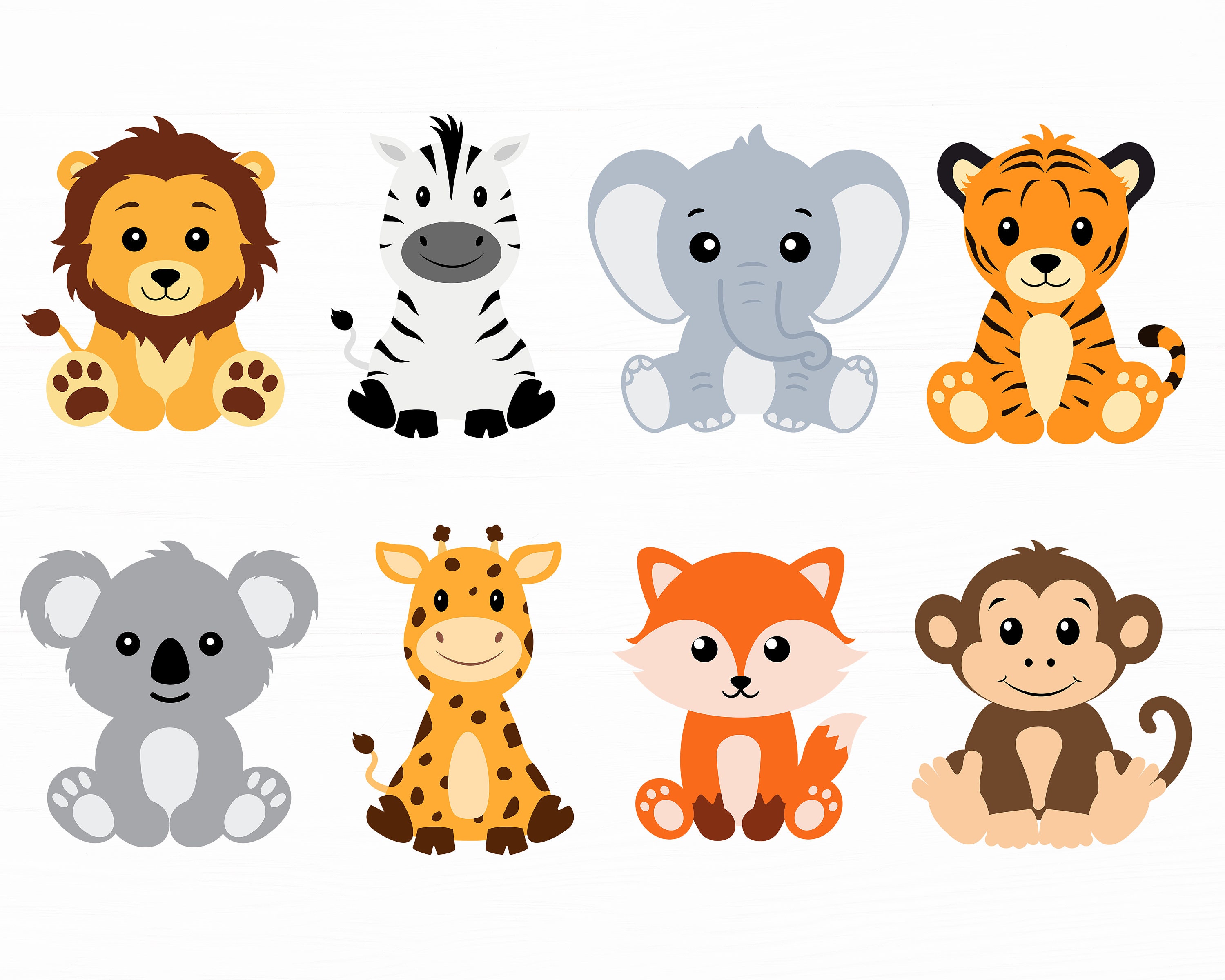 Baby Animals Svg Bundle Jungle Animal Svg Lion Zebra Elephant Etsy UK