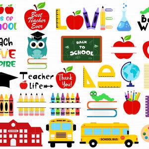 Escuela Svg Bundle Profesor Svg Regreso a la escuela Svg Escuela Svg para niños Escuela Monograma Profesor Svg Archivos para Cricut Descarga instantánea