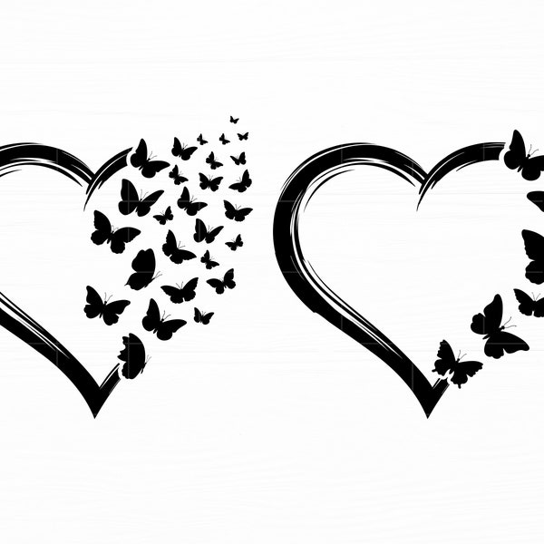 Butterflies and Heart Svg Bundle Butterfly Swarm Svg Heart Svg Flying Butterflies Svg Heart With Butterfly Svg Digital Download