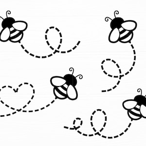 Flying Bee Svg Route Svg Bee Svg Bee Lines Svg Bee Path Svg Router Svg Dotted Dashed Lines Bee Svg Files Digital Download
