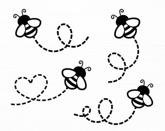 Flying Bee Svg Route Svg Bee Svg Bee Lines Svg Bee Path Svg Router Svg Dotted Dashed Lines Bee Svg Files Digital Download