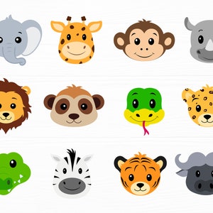 Safari Animals Face Svg Bundle Baby Animals Svg Zoo Animals Svg Cute Animals Svg Animal Face Svg African Animals Svg Digital Download