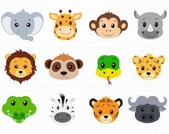 Safari Animals Face Svg Bundle Baby Animals Svg Zoo Animals Svg Cute Animals Svg Animal Face Svg African Animals Svg Digital Download