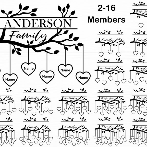 Family Tree Svg Bundle 2-16 Members Family Tree Branch Svg Family Heart Tree Svg Family Svg Tree Of Life Svg Tree Svg Digital Download