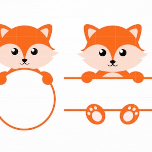 Baby Fox Split Monogram svg Fox Svg Animal Svg Baby Shower Kids Shirt svg Baby Fox Split Monogram Frame Mignon Bébé Fox Svg Fichiers pour Cricut