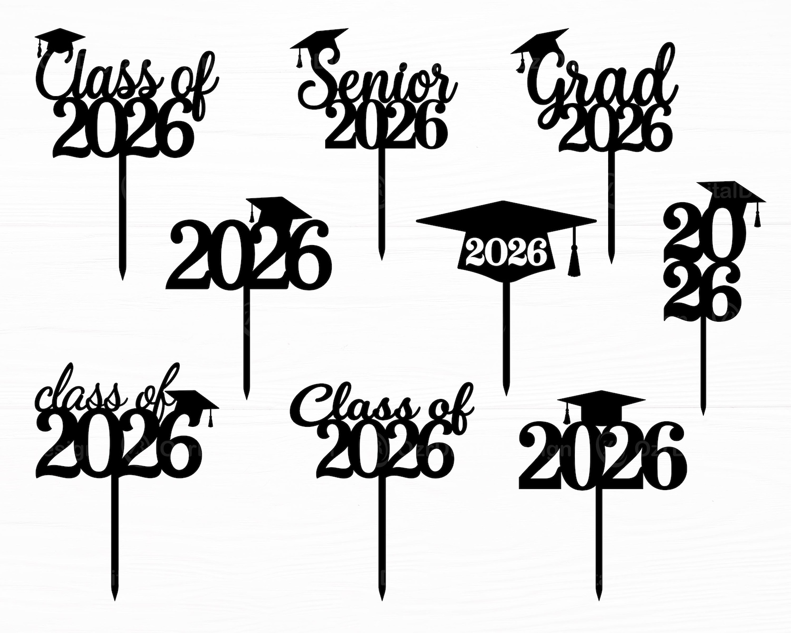 Class of 2026 Graduation SVG Bundle Senior Grad Cake Topper Design for ...
