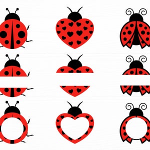 Ladybug Monogram Svg Bundle Ladybug Svg Ladybug Files for Cricut Ladybug Split Circle Monogram Svg Ladybugs Svg Ladybug Cut File