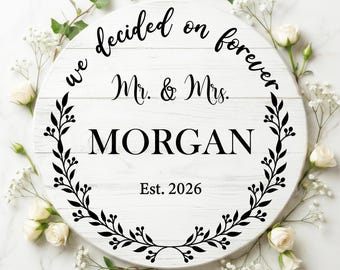 Personalized Mr and Mrs Wedding Svg Png – Custom Last Name Monogram, We Decided on Forever Sign