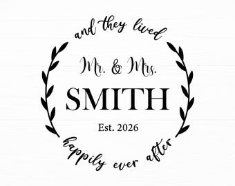 And They Lived Happily Ever After Svg Mr & Mrs Wedding Split Monogram
