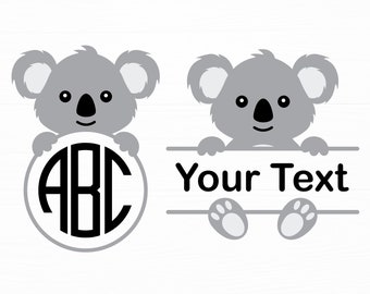Koala Split Monogram Svg Animal Svg Koala Svg Animal Face Baby Shower Sweet Baby Koala Svg Files for Cricut Digital Download