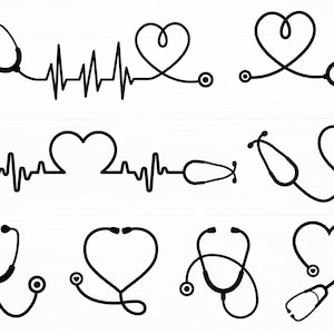 Stethoscope Svg Bundle Heart Stethoscope Svg Stethoscope Heartbeat Nurse Life Svg Medical Svg Heartbeat Svg Stethoscope Cut File Silhouette