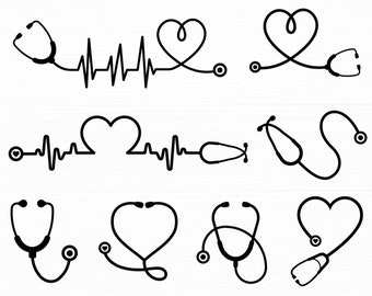 Estetoscopio svg paquete corazón estetoscopio svg estetoscopio latido del corazón enfermera vida svg médico latido del corazón svg estetoscopio corte archivo silueta