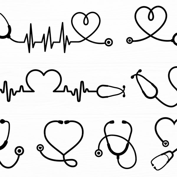 Stethoscope Svg Bundle Heart Stethoscope Svg Stethoscope Heartbeat Nurse Life Svg Medical Svg Heartbeat Svg Stethoscope Cut File Silhouette