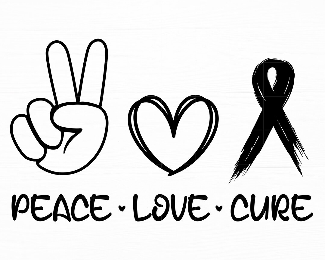 Peace Love Cure Svg Cancer Ribbon Svg Breast Cancer Svg Awareness