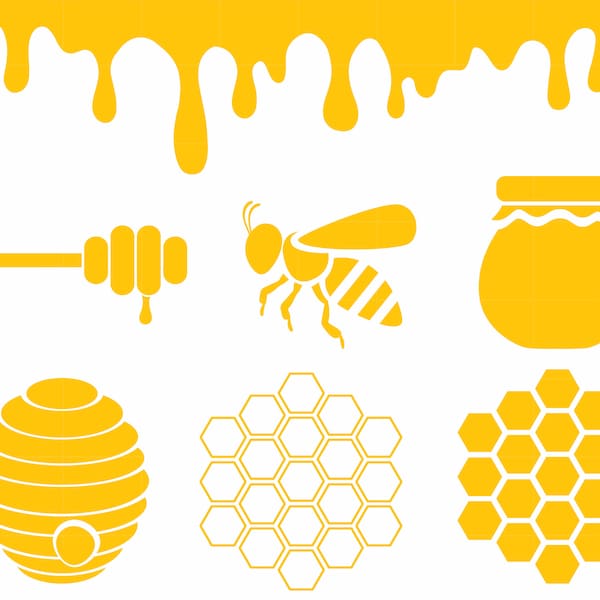 Honey SVG Bundle Bee Svg Files for Cricut Honey Comb Svg Honey Cut File Honey Png Honey Drip Svg Honey Comb Silhouette Descargar digital