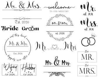 Wedding Svg Bundle Mr and Mrs Split Monogram Svg Engagement Svg Cricut Wedding Files Bride Groom Svg Est 2026 Svg Wedding Invitation Svg