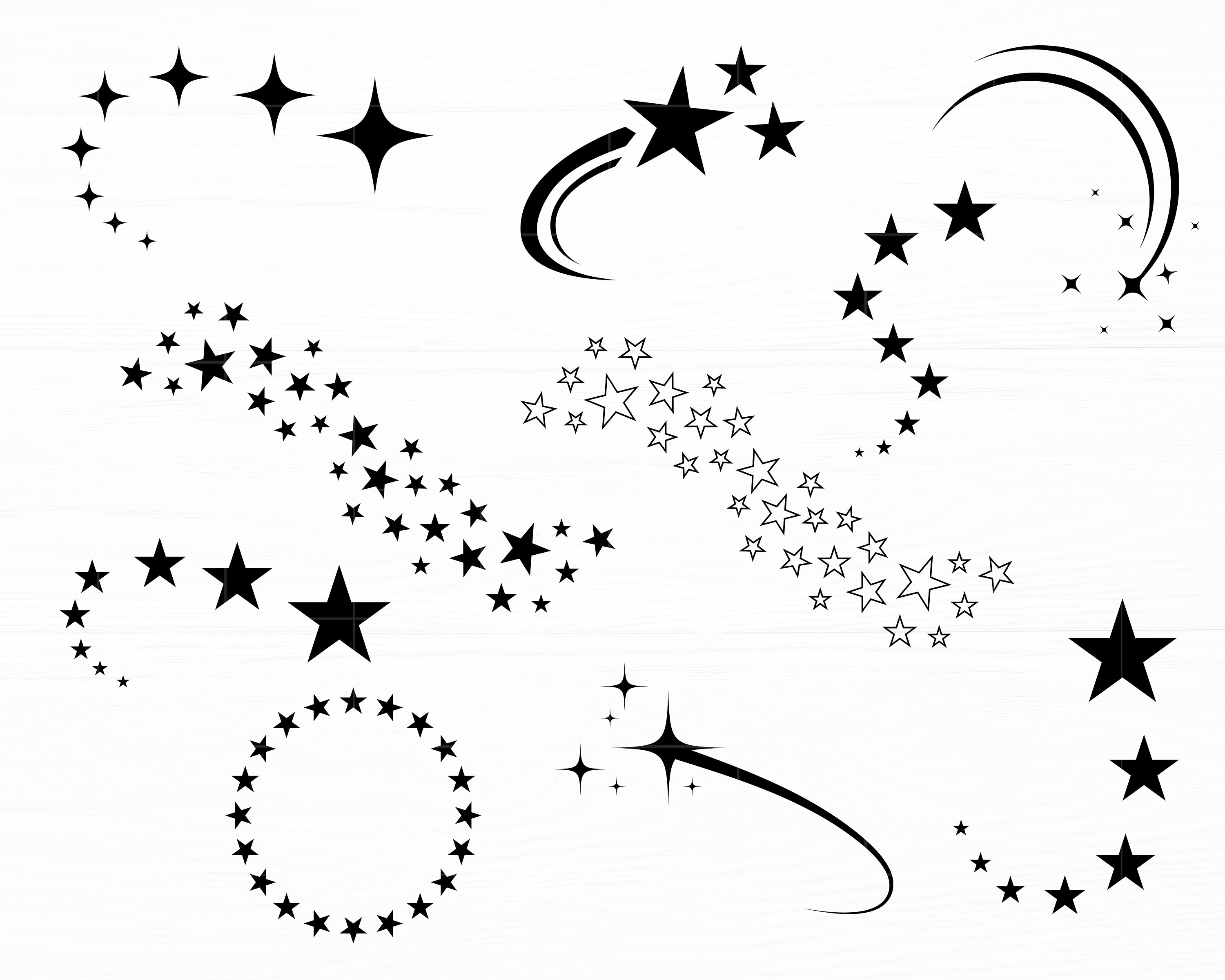 Star Svg Bundle Star Png Star Wave Svg Stars Silhouette Night Sky Svg ...