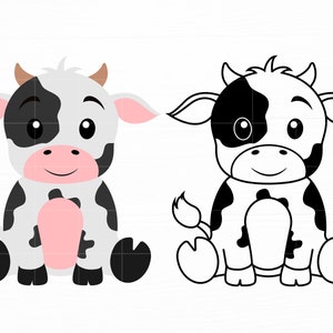 Baby Cow Svg Farm Animal Svg Cow Svg Animal Svg Cute Cow Svg Baby Cow Png Farm Animal Clipart Baby Animal Svg Digital Download