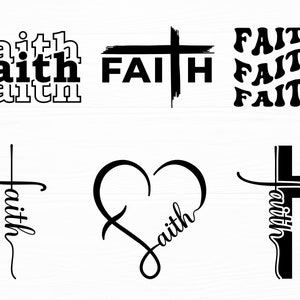 Foi Svg Bundle Svg chrétien foi croix Svg empilés onduleux foi coeur Svg religieux Svg croix Png Silhouette foi T Shirt Svg