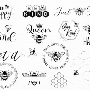 Ape SVG Bundle Ape gentile Svg Ape felice Svg Ape Svg Png Bee Design Ape tagliata file Silhouette Bee detti Svg Queen Bee Svg Download digitale