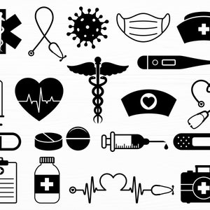 Medical Tools Svg Bundle Medical Icons Svg Nurse Svg Doctor Svg Medicine Symbol Svg Nursing Svg files Silhouette Stethoscope Svg
