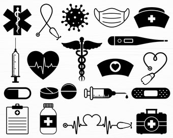 Medical Tools Svg Bundle Medical Icons Svg Nurse Svg Doctor Svg Medicine Symbol Svg Nursing Svg files Silhouette Stethoscope Svg