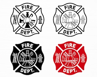 Fire Department SVG Bundle Firefighter Maltese Cross Cut Files Digital Download