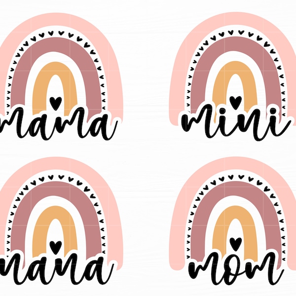 Mama Nana Mini Mom Svg Bundle Rainbow Svg Mama Shirt Svg Mama Nana Mini Mom Rainbow Svg Mama Clipart Mom Life Svg Cut File Digital Download