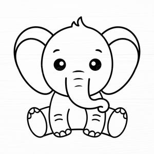 Baby Elephant Svg Animal Svg Baby Shower Svg Cute Elephant Svg Pliki do pobrania Cricut Animal Silhouette Sweet Elephant Svg Digital