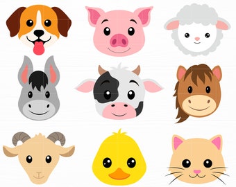 Farm Animals Svg Bundle Cute Farm Animals Svg Baby Horse Cow Dog Cat Bunny Pig Chicken Svg files for Cricut Animal Cut File Digital Download