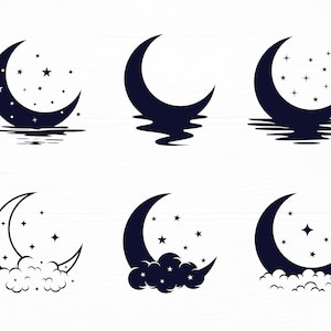 Moon Star Cloudy Svg Bundle Stars Svg Night Sky Svg Celestial - Etsy