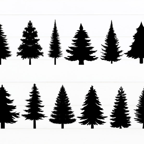 Pine Tree Svg Bundle Tree Silhouette Svg Christmas Svg Pine Tree Cut File Pine Trees Svg Files for Cricut Forest Svg Digital Download