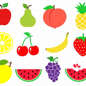 Fruit SVG Bundle Tropical Fruit Svg Summer Fruit Svg Mela Anguria Ciliegia Ananas Limone Uva Svg File per Cricut Silhouette