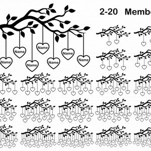 Family Tree Svg Bundle 2-20 Members Family Svg Tree Of Life Svg Family Tree Branch Svg Family Heart Tree Svg Digital Download