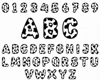 Cow Alphabet Svg Cow Letters Svg Cow Font Svg Animal Font Cow Numbers Svg Cow Skin Alphabet Svg Cow Alphabet Png Digital Download