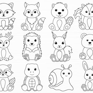 Cute Animal Svg Bundle Woodland Animals Svg Animal Svg jungle Animals Svg Turtle Beaver Deer Wolf Svg Baby Animal Svg Digital Download