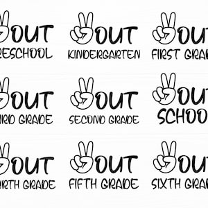 Laatste schooldag Svg Bundel Vrede Uit Kleuterschool Cut File Einde van school Svg Eerste tweede Thırd Grade Svg-bestanden voor Cricut