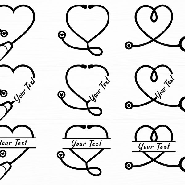 Stethoscope Svg Bundle Stethoscope Monogram Svg Heart Stethoscope Svg Nurse Svg Doctor Svg Stethoscope Name Svg Digital Download