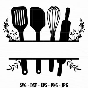 Küche Spaltrahmen SVG Kochen Monogramm Svg SchnörkelKüche Svg Kochen Svg Backen Svg Küche Svg Datei für Cricut Silhouette