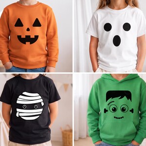 Pack SVG de visages d'Halloween : citrouille, fantôme, Frankenstein, momie (téléchargement numérique)