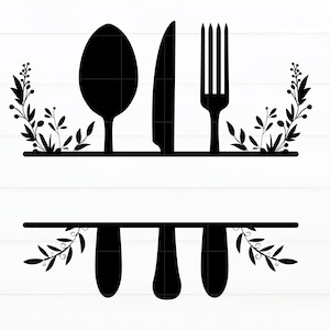 Kitchen Split Frame Svg Spoon Fork Knife Svg Kitchen Monogram Svg Kitchen Utensils Svg Kitchen Svg File for Cricut Silhouette