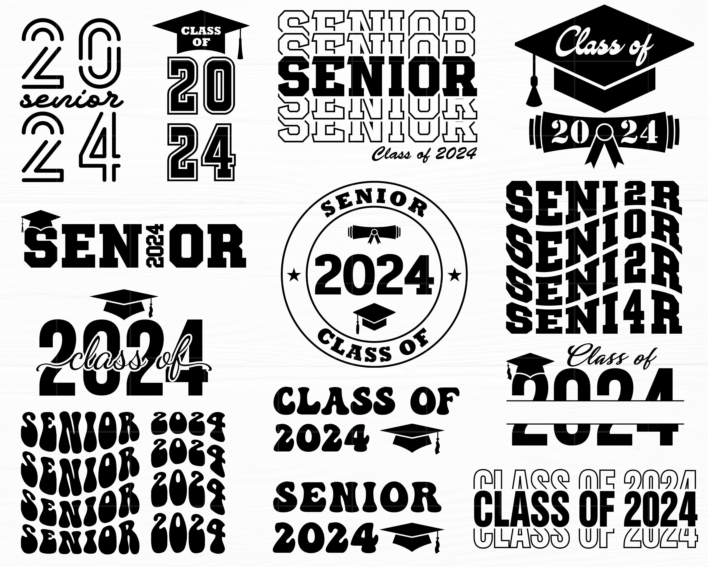 Graduation Svg Bundle Senior 2024 Svg Class of 2024 Svg Grad Svg Retro ...