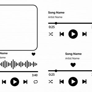 Reproductor de música SVG Paquete Música Svg Png Botones de reproducción SVG Reproductor de música Pantalla Control de audio Svg Descarga digital