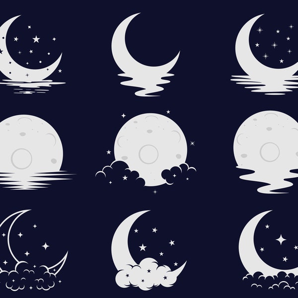 Moon and Stars Svg Bundle Night Sky Svg Moon Svg Celestial Svg Stars Svg Moon Star Svg Files for Cricut Galaxy Svg Digital Download